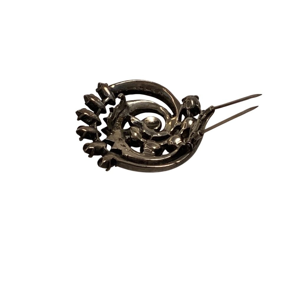 Eisenberg Antique Sterling Silver Swirl Rhinestone Brooch - Fur Pin - Picture 8 of 8